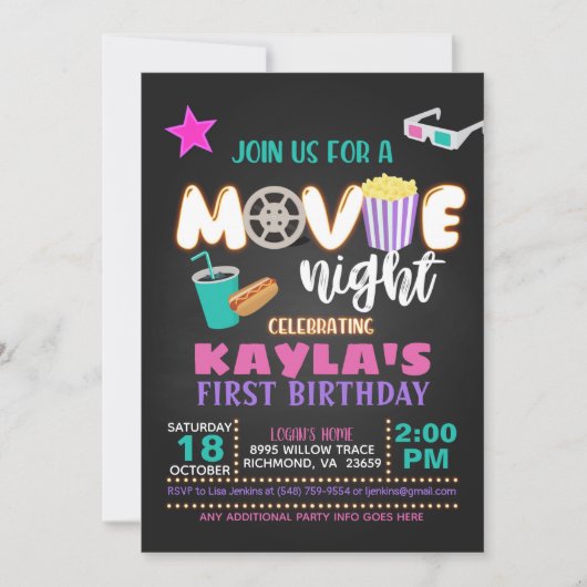 Einladung zum Geburtstag - Mädchen - Rosa (Vorderseite)