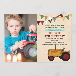EINLADUNG ZUM GEBURTSTAG MIT ALTEM TRAKTOR FÜR JEG