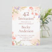 Einladung zum Geburtstag mit Aquarellfarben-Blume (Stehend Vorderseite)