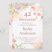 Einladung zum Geburtstag mit Aquarellfarben-Blume (Vorne/Hinten)