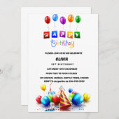 Einladung zum Geburtstag mit Ballons (Vorne/Hinten)