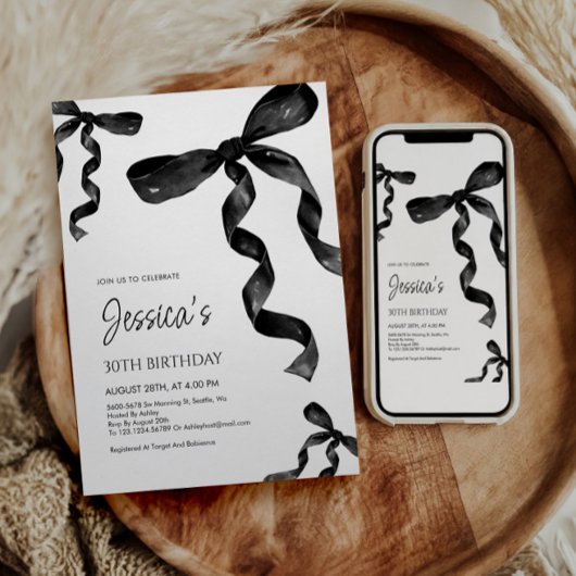 Einladung zum Geburtstag mit Black Bow