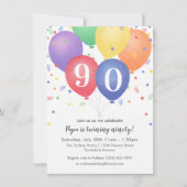 Einladung zum Geburtstag mit bunten Ballons (Vorderseite)