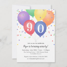 Einladung zum Geburtstag mit bunten Ballons