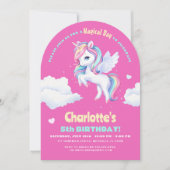 Einladung zum Geburtstag mit Einhorn. (Vorderseite)