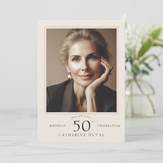 Einladung zum Geburtstag mit Foto (Stehend Vorderseite)