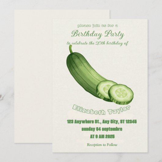 Einladung zum Geburtstag mit Gurken und Dill - Foo (Vorne/Hinten)