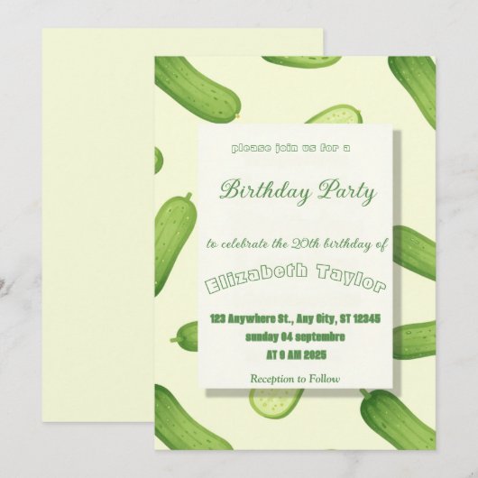 Einladung zum Geburtstag mit Gurken und Dill - Foo (Vorne/Hinten)