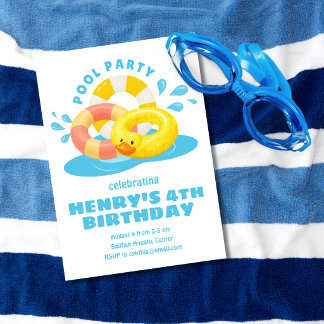 Einladung zum Geburtstag mit schwimmendem Pool The