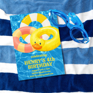 Einladung zum Geburtstag mit schwimmendem Pool The