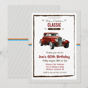 EINLADUNG ZUM GEBURTSTAG MIT VINTAGE-OLDTIMER FÜR 