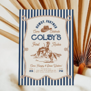Einladung zum Geburtstag Navy Stripe Rodeo