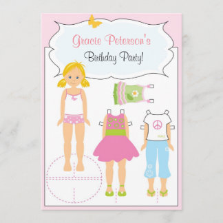 Einladung zum Geburtstag - Papierpuppe