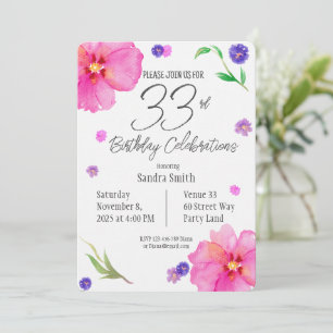 Einladung zum Geburtstag   Party 33   Blumendesign