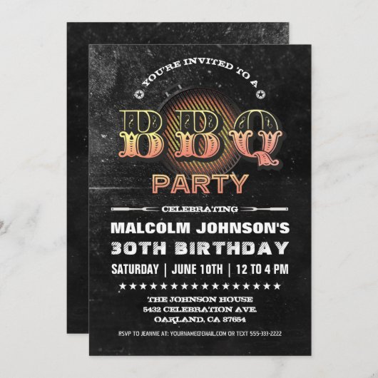 Einladung zum Geburtstag| Party GRILLEN (Vorne/Hinten)