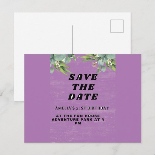 Einladung zum Geburtstag Postkarte (Vorne/Hinten)