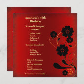 Einladung zum Geburtstag Red Fray mit Schwarzer Fl (Vorne/Hinten)