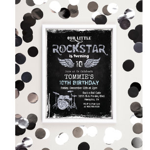 EINLADUNG ZUM GEBURTSTAG - Rockstar-Schlagzeug-Set
