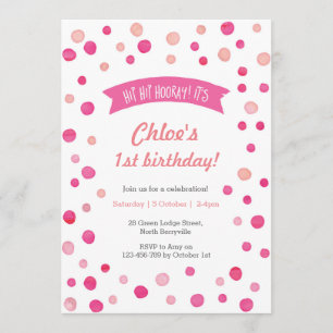 Einladung zum Geburtstag   Rosa Konfettinflecken