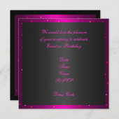 Einladung zum Geburtstag Schwarz & Hot Pink Spots (Vorne/Hinten)