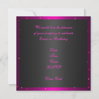 Einladung zum Geburtstag Schwarz & Hot Pink Spots