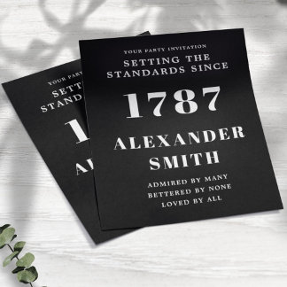 Einladung zum Geburtstag Schwarz-weiß Flyer