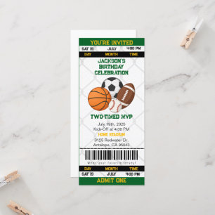 Einladung zum Geburtstag Sportthema Ticket Stub