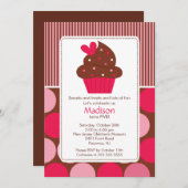 Einladung zum Geburtstag Sweet Heart Cupcake Pink  (Vorne/Hinten)