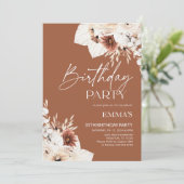 Einladung zum Geburtstag Terracotta Boho Pampas (Stehend Vorderseite)