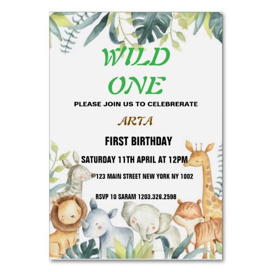 Einladung zum Geburtstag Tischnummer (Vorderseite)