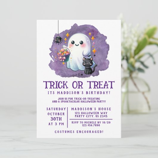Einladung zum Geburtstag, Trick oder Treat (Stehend Vorderseite)