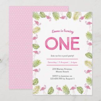 Einladung zum Geburtstag | tropisches Flamingo