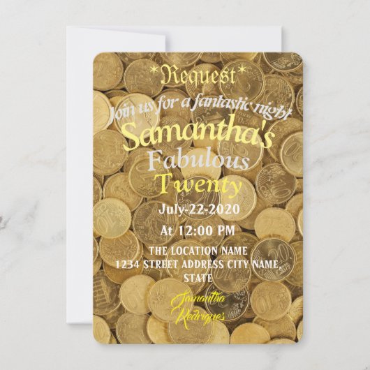 Einladung zum Geburtstag Tropisches Geld (Vorderseite)