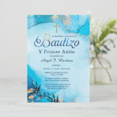 Einladung zum Geburtstag und zur Taufe (Stehend Vorderseite)