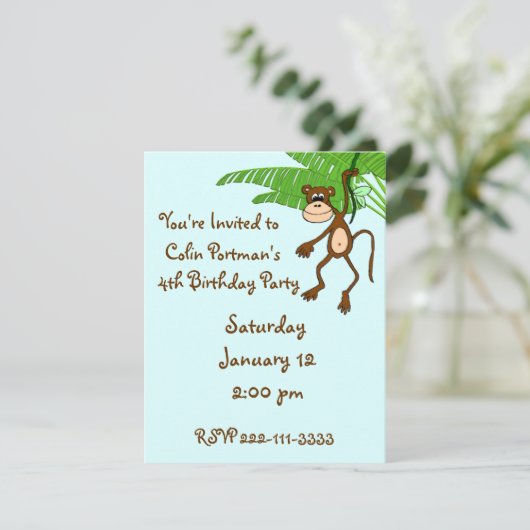 Einladung zum Geburtstag von Affen (Stehend Vorderseite)