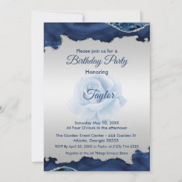 Einladung zum Geburtstag von Blau und Silber