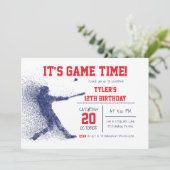 Einladung zum Geburtstag von Blue and Red Baseball (Stehend Vorderseite)