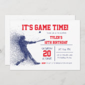 Einladung zum Geburtstag von Blue and Red Baseball (Vorne/Hinten)