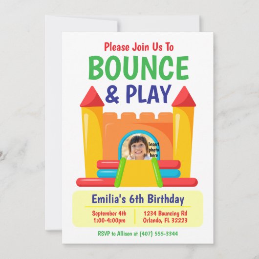 Einladung zum Geburtstag von Bounce & Play (Vorderseite)