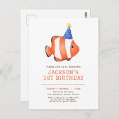 Einladung zum Geburtstag von Clownfischen im Meer Postkarte (Vorne/Hinten)