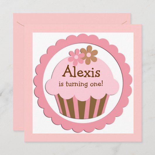 Einladung zum Geburtstag von Cupcake (Vorne/Hinten)