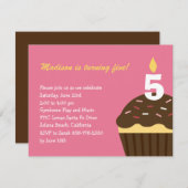 Einladung zum Geburtstag von Cupcake - Rosa (Vorne/Hinten)