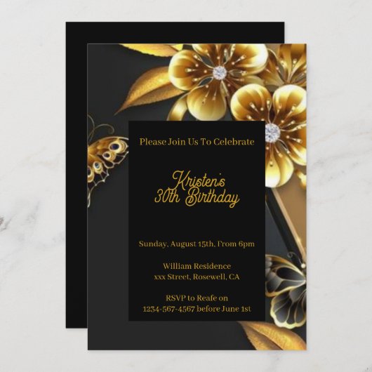 Einladung zum Geburtstag von Custom (Vorne/Hinten)