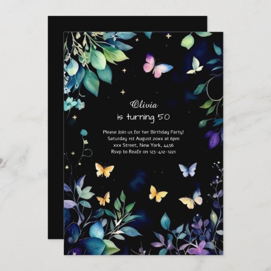 Einladung zum Geburtstag von Custom (Vorne/Hinten)