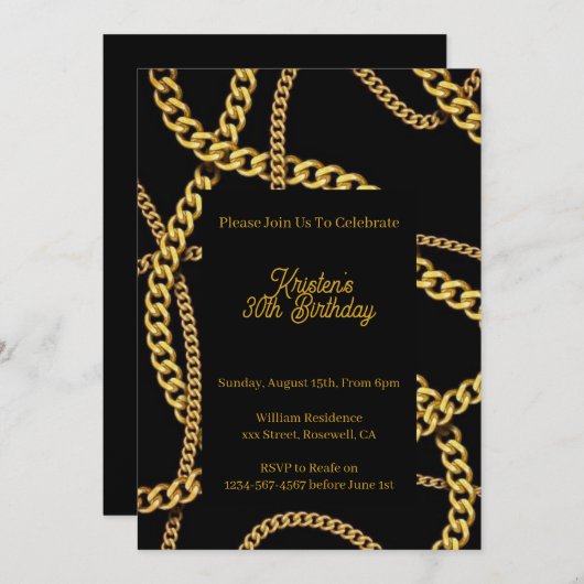 Einladung zum Geburtstag von Custom (Vorne/Hinten)