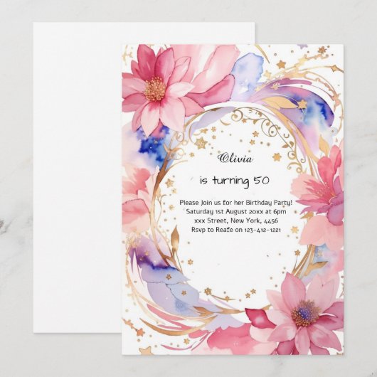 Einladung zum Geburtstag von Custom (Vorne/Hinten)