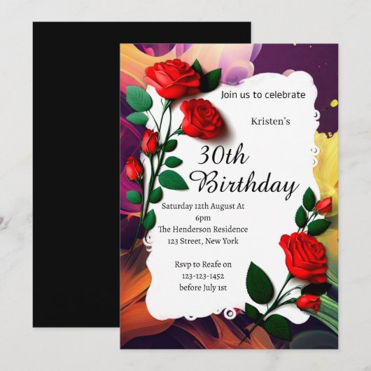 Einladung zum Geburtstag von Custom (Vorne/Hinten)