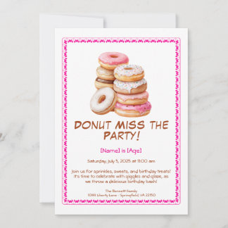 Einladung zum Geburtstag von Donut - Bunte & Spaß