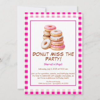 Einladung zum Geburtstag von Donut - Bunte & Spaß