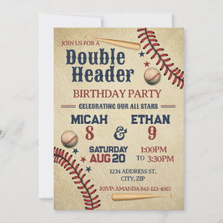 Einladung zum Geburtstag von Double Header Basebal